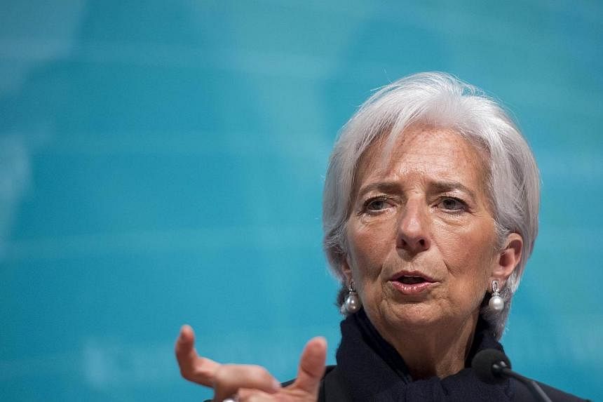 IMF Managing Director Christine Lagarde speaks about the state of the US, Greek and global economy during a press conference at IMF Headquarters in Washington, DC on June 4, 2015. -- PHOTO: AFP &nbsp;
