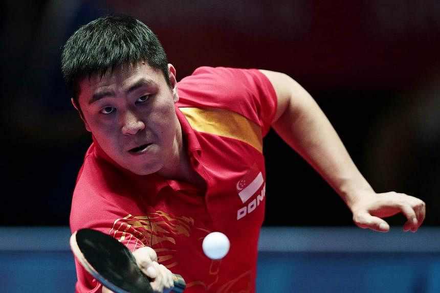 Singapore's top men's paddler Gao Ning in action at the 28th SEA Games. -- PHOTO: REUTERS
