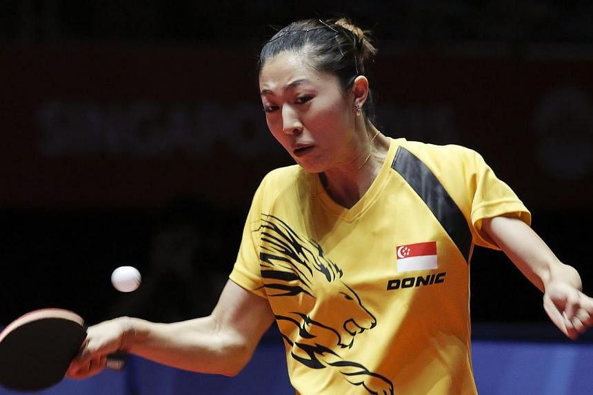 Led by Yu Mengyu (above), Singapore's female paddlers Lin Ye and Zhou Yihan cruised through the first round of the SEA Games table tennis event with a 3-0 win over Laos on June 6, 2015. -- PHOTO: REUTERS&nbsp;