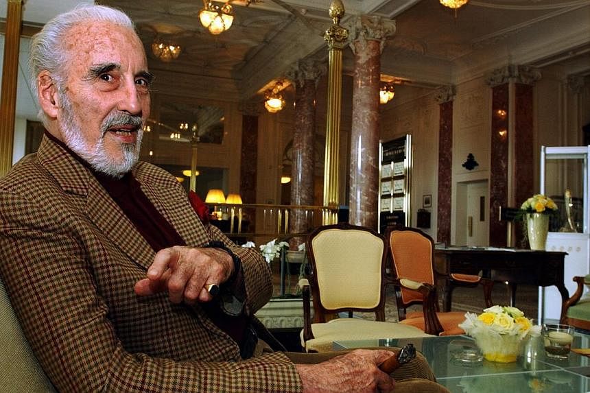 A file picture dated April 15, 2004 shows Christopher Lee during an interview at the Hotel Schweizerhof in Lucerne, Switzerland. The British actor has died at the age of 93 at a hospital in London, Britain on June 7, 2015. -- PHOTO: EPA&nbsp;