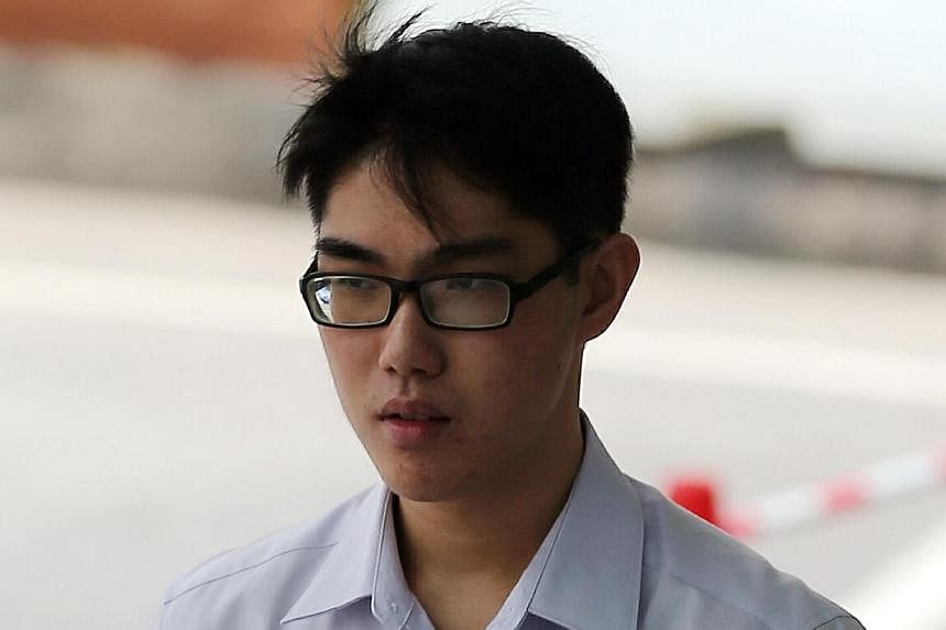 Gan Wey Ian, 20, was placed on 15 months' probation on Friday for taking an upskirt video of a woman and having more than 1,100 obscene films stored in his cellphone and laptop. -- ST PHOTO: WONG KWAI CHOW