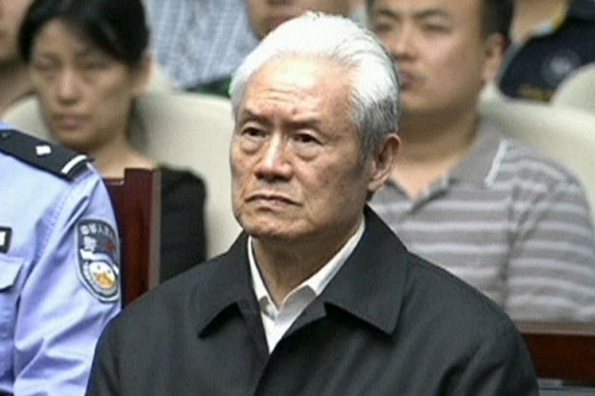 Zhou Yongkang, China's former domestic security chief, attends his sentence hearing in a court in Tianjin, China, in this still image taken from video provided by China Central Television and shot on June 11, 2015. -- PHOTO: REUTERS