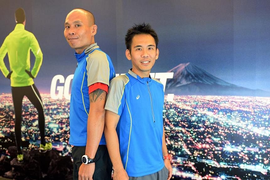 Former commando Winston Ng (left) and Mr Andy Neo, both Singaporeans, will be in the Asia-Pacific team for the 148km relay run at Mont Blanc.