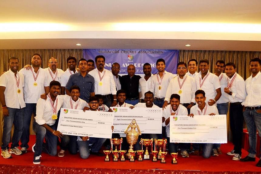 The Indian Association (IA) bagged most of the top honours at the Singapore Cricket Association's (SCA) annual awards night on June 14, 2015. -- PHOTO: SINGAPORE INDIAN ASSOCIATION&nbsp;