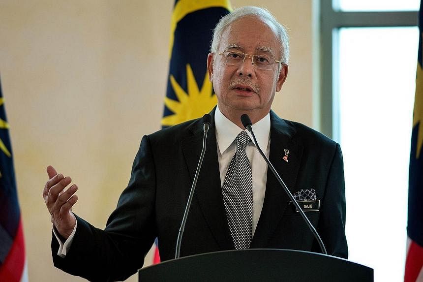 Malaysia's Prime Minister Najib Razak speaking at the prime minister's office in Kuala Lumpur on Feb 6, 2015. -- PHOTO: AFP