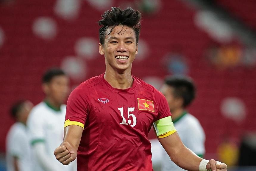 Vietnam's Que Ngoc Hai celebrating after scoring his team's fifth goal against Indonesia on Monday, June 15, 20-15.&nbsp;Vietnam sent Indonesia crashing into the international football wilderness with a 5-0 drubbing in the SEA Games bronze-medal matc