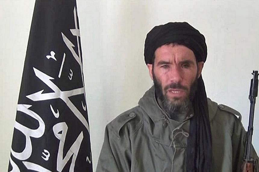 A file photograph taken on Jan 17, 2013, from a video obtained by ANI Mauritanian news agency reportedly shows former Al-Qaeda in the Islamic Maghreb (AQIM) emir Mokhtar Belmokhtar speaking at an undisclosed location. -- PHOTO: AFP