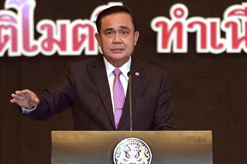 Thai Prime Minister Prayut Chan-o-cha has denied rumours of a counter-coup by senior military officers on Tuesday, June 16, 2015. -- PHOTO: AFP&nbsp;