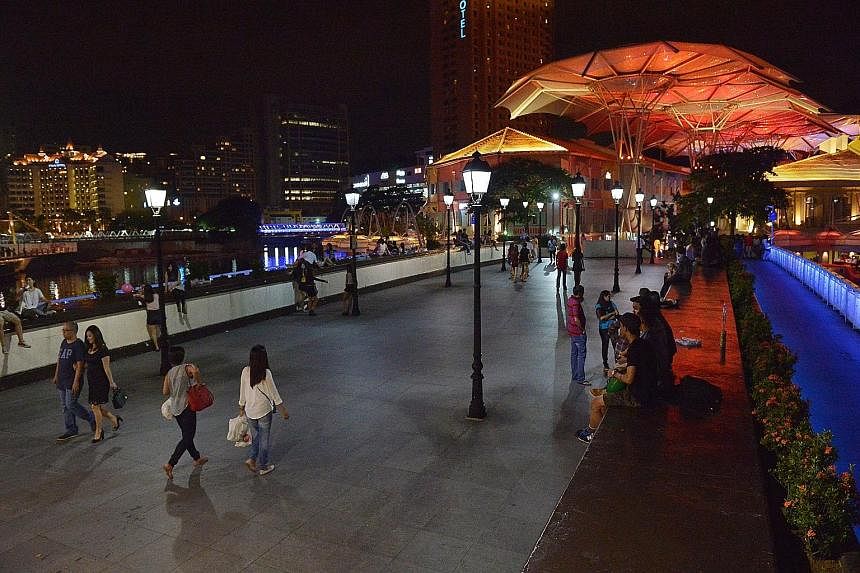 Now: Read Bridge at Clarke Quay is now cleaner and quieter. The new law bans drinking in public from 10.30pm to 7am.