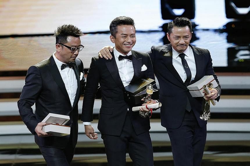 (From left) Guo Tao, Deng Chao and Duan Yihong shared the Best Actor award for the crime film The Dead End.
