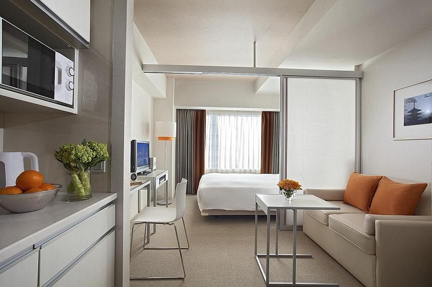 A serviced apartment at the Kyoto property being acquired by Ascott Reit, which sees prospects for growth in Japan, especially with the Tokyo Olympics coming up in 2020.