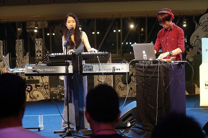 Melodic punk band The Caulfield Cult (above) gave a tireless and vigorous performance while new singer-songwriter Linying (left) opened the festival in a laidback style.