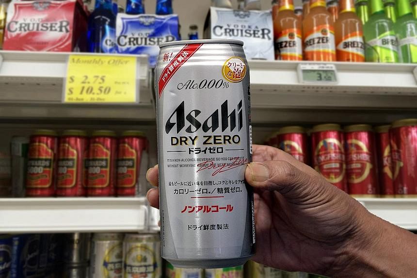 One brand of non-alcoholic beer sold here is Asahi Dry Zero, which has packaging similar to regular beers sold by the Japanese brand, but contains no alcohol. Some retailers are hoping such beers will help mitigate the loss in takings after the ban i