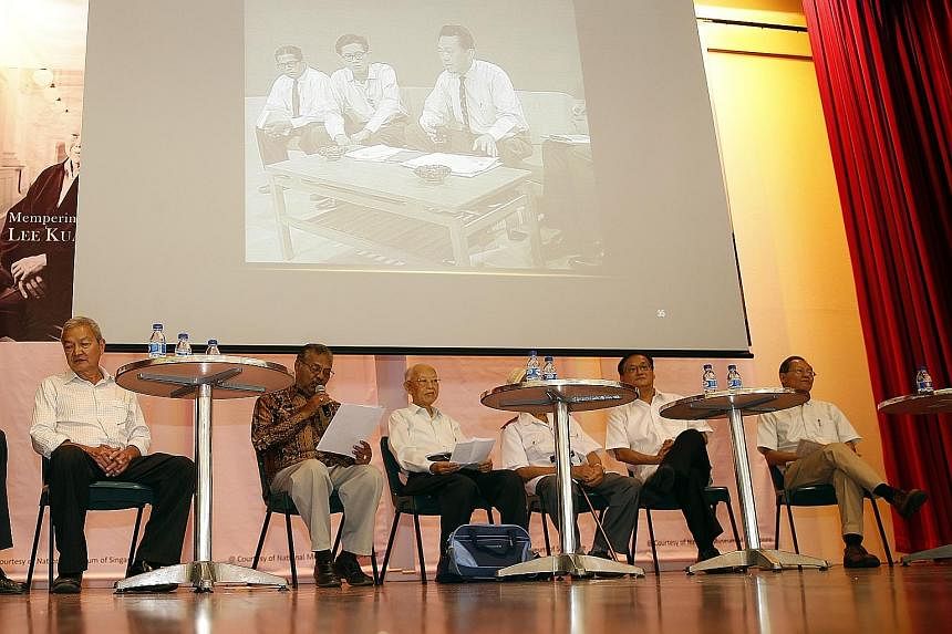 Retired Istana driver Abdul Sulaiman (left) said Mr Lee was always alert and a perfectionist. Ang Mo Kio residents (main picture, from left) retired businessman Tan Hock, retired senior producer R. Sommasundram, retired translator Lee Seng Giap, Mr A