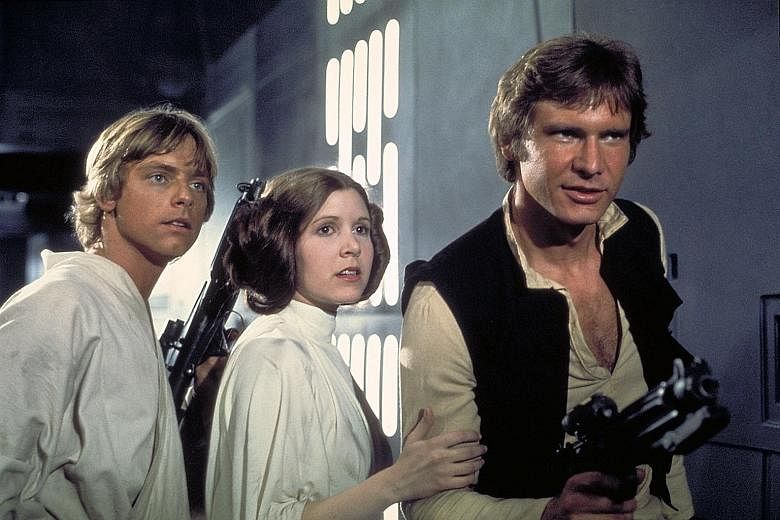 Harrison Ford as Han Solo (above, with Carrie Fisher as Princess Leia) in 1977's Star Wars: Episode IV - A New Hope.
