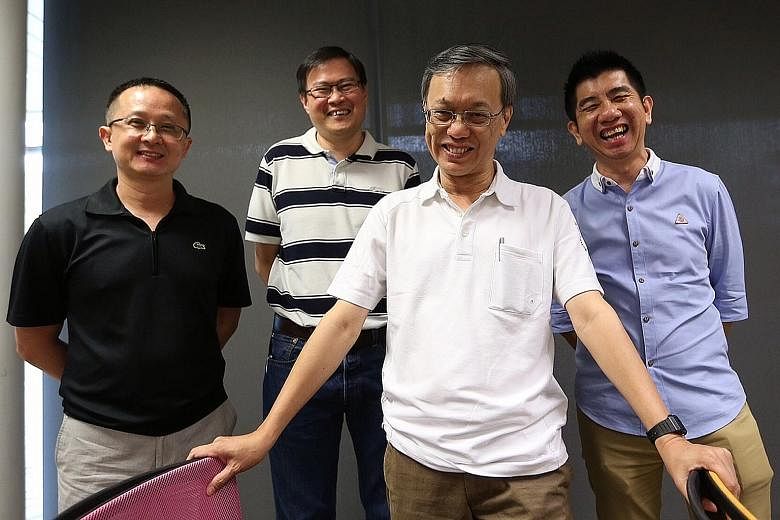 New Singapore Gymnastics president Choy Kah Kin (second from right), who takes over from Goh Hwee Cheng, will be assisted by vice-presidents (from left) Gan Chai San, Edward Low and Patrick Ho.