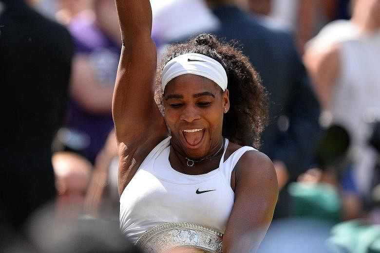 Serena Williams, celebrating her Wimbledon triumph, now wants to be the fourth woman to complete the Grand Slam.