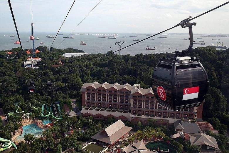 The new Sentosa Line is not connected to the Sentosa-Mount Faber Line (above), but visitors can walk about three to five minutes to get to the other line. The new line now carries about 1,000 passengers a day.