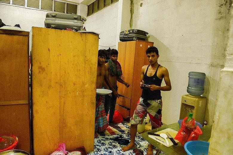 Cleaners in the bin centre at Block 105, Aljunied Crescent (above) said they live in an HDB unit in Balam Road, about 10 minutes away on foot. When contacted, the town councils stressed that cleaners are not allowed to live in bin centres.