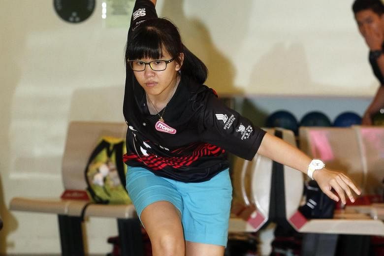 Inaugural women's champion of the Bowling World Open, Joey Yeo, 17, during training. Those who know the Raffles Institution student are not surprised by her success.
