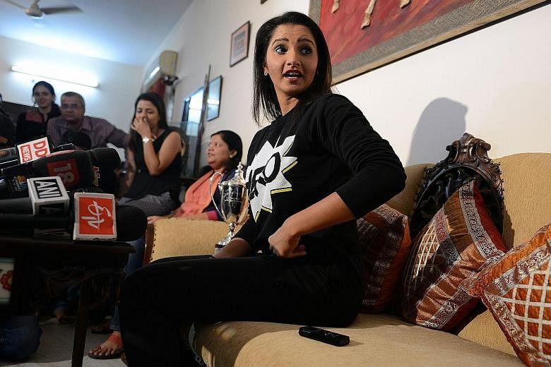 Sania Mirza meeting the media at her residence in Hyderabad last week. She completed a doubles Grand Slam by partnering Martina Hingis to win Wimbledon.
