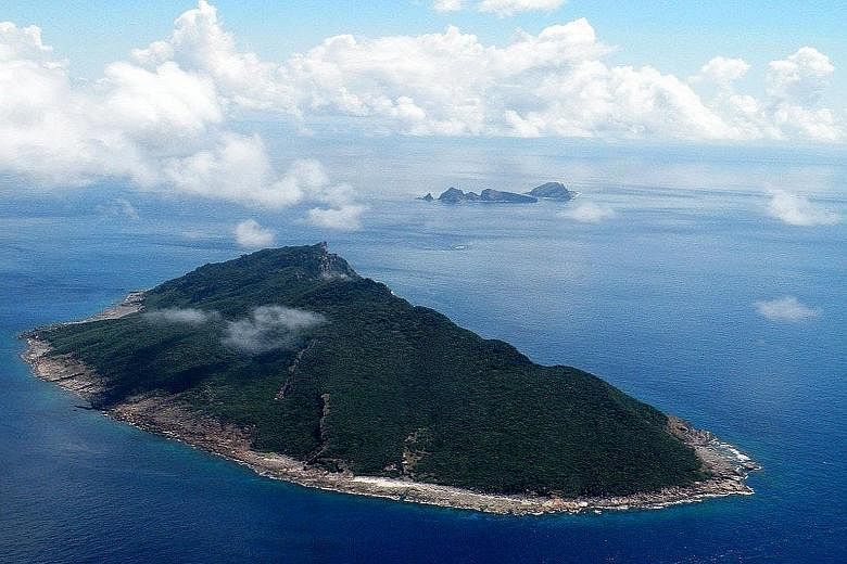An aerial shot of the disputed island chain known as Senkaku in Japan and Diaoyu in China in the East China Sea. Japan is concerned that Chinese oil and gas exploration platforms in the area could tap reservoirs that extend into Japanese territory.