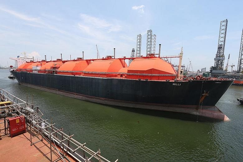 Keppel's contract to convert this liquefied natural gas carrier (above) into a Golar floating liquefaction facility will be its third for shipowner Golar Gandria, a subsidiary of Golar LNG, one of the world's largest independent owners and operators 