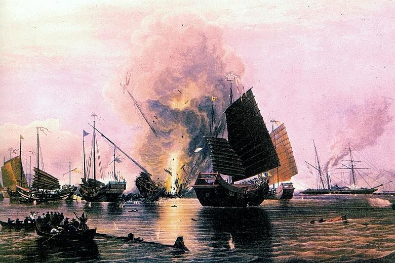 The British ship HMS Nemesis destroying junks off the Chinese coast during the Opium War. In looking back over the past 500 years, it is clear that the narrative of the peaceful rise of a great power has never been written.