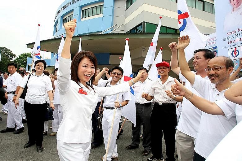 PAP Jalan Besar GRC member Lily Neo during the General Election 2006. Her Kreta Ayer-Kim Seng ward, which in 2011 joined Tanjong Pagar GRC, will once again become part of Jalan Besar GRC. PAP candidates for Moulmein- Kallang GRC Yaacob Ibrahim (secon