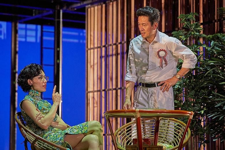 The LKY Musical is let down by the exchanges between Adrian Pang and Sharon Au (both right), who play Mr Lee Kuan Yew and Madam Kwa Geok Choo, which come across as soppy and forced.