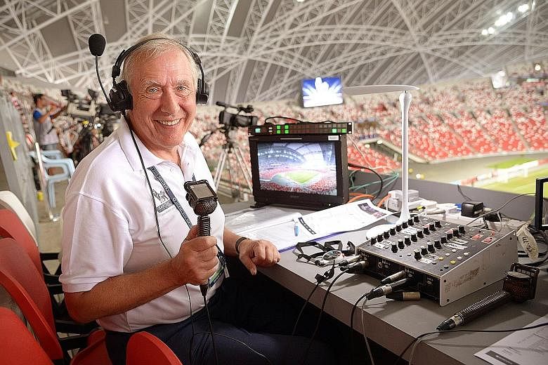EPL commentator Martin Tyler in Singapore for the Barclays Asia Trophy. He once got the hair-dryer treatment from Alex Ferguson.