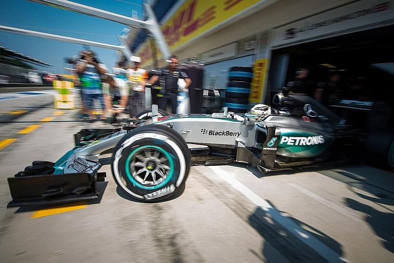 Lewis Hamilton driving out of the pits at the Hungarian Grand Prix. The Mercedes driver was on the back foot in Budapest on Sunday after another poor start, eventually salvaging sixth place after an error-strewn display.