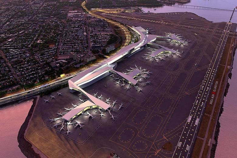 An artist's impression of the new LaGuardia Airport. The current airport is a collection of disconnected, dilapidated terminals and it languishes at the bottom of rankings for on-time departures year after year.
