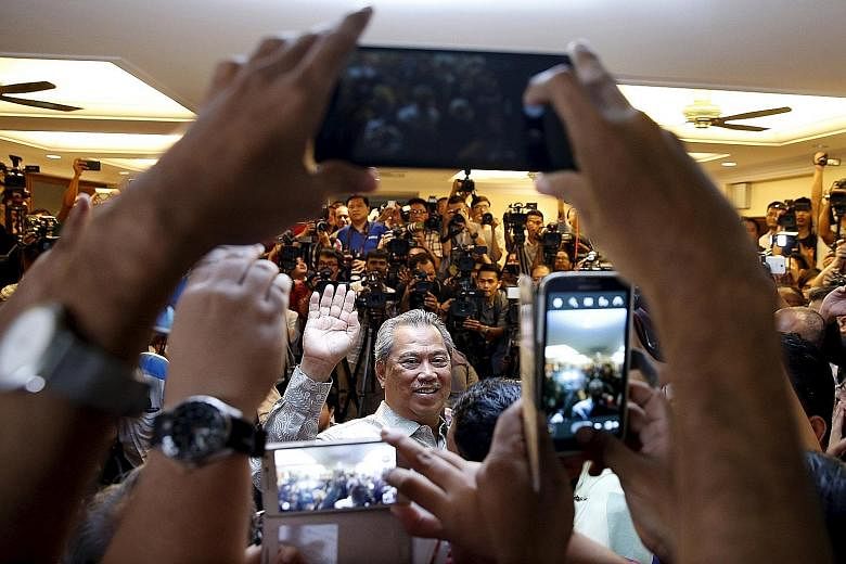 Former Malaysian DPM Muhyiddin Yassin addressing the media yesterday in Kuala Lumpur. A video clip with poor audio surfaced yesterday of him speaking to several guests, claiming that PM Najib Razak had admitted that funds linked to 1MDB were deposite