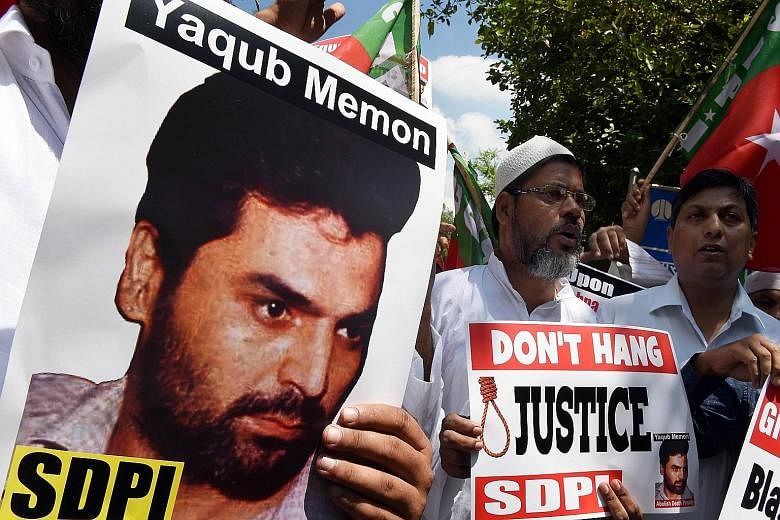 Anti-death penalty protesters rallying in New Delhi early this week over the Yakub Memon case.