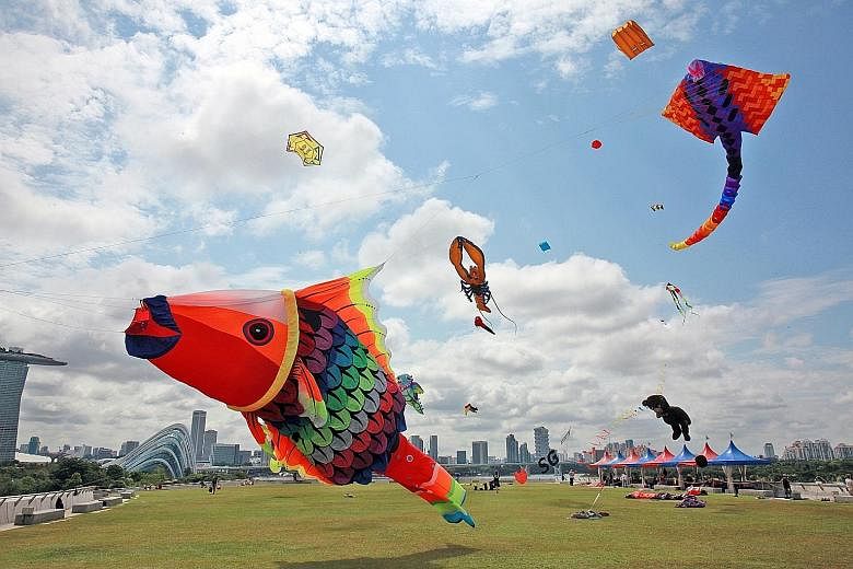 The annual Kite Flying Festival at Marina Barrage yesterday saw kite enthusiasts from around the world showcase their unique giant kites, as well as their kite-flying skills. This is the fifth year the event, organised by national water agency PUB, i