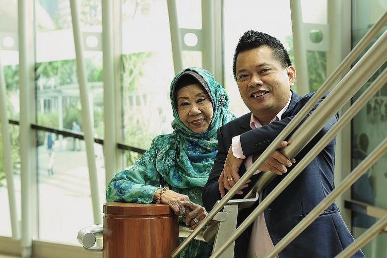 Veteran singer Nona Asiah and her son, music arranger Indra Shahrir Ismail (both top); and host Najip Ali (above).