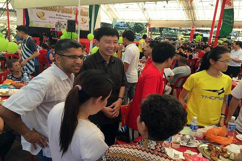 Mr Chee Hong Tat at a community event last month with Bishan-Toa Payoh GRC MP Hri Kumar Nair, who is expected to retire from politics at the next polls.