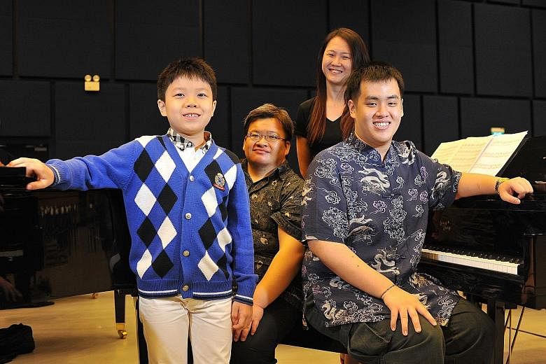 Among the 50 pianists who will perform at the Sing50 concert are (above from left) Isaiah Hui, Joseph Frederic, Elizabeth Ho and Clarence Lee.