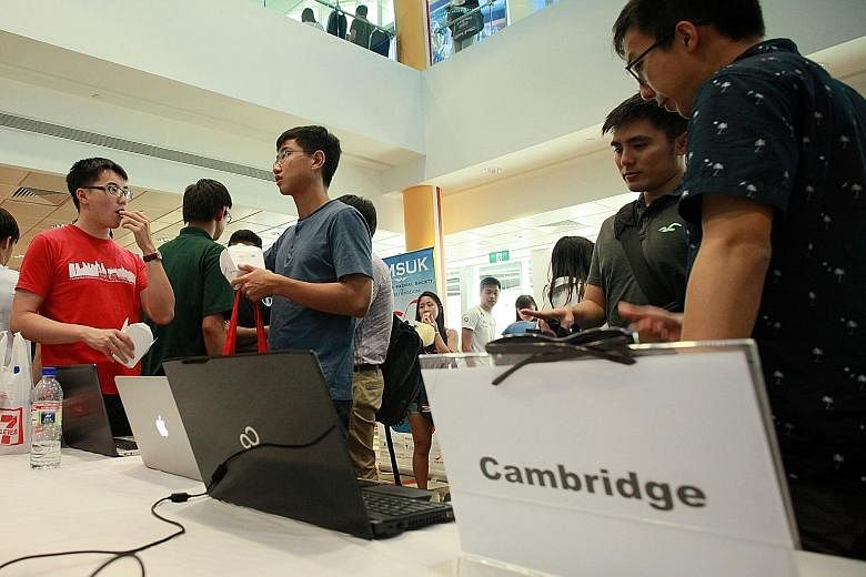 Students at a pre-departure briefing organised by the British Council. Last year, Oxford had 169 Singaporean undergraduates and Cambridge had 221, according to figures obtained by The Straits Times.