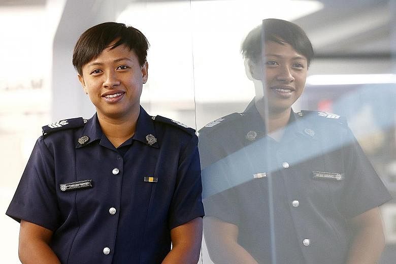 For helping to ensure Singapore's safety and security, Ms Natalie Huang (left),32, and staff sergeant Darvina Halini Deniyal (above), 28, were presented with awards yesterday.