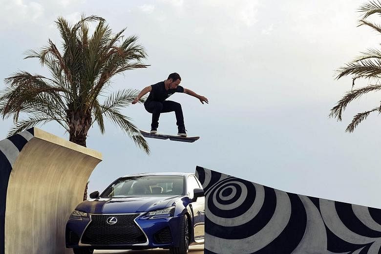 Lexus' hoverboard was tested over a track laid with magnets in Barcelona.
