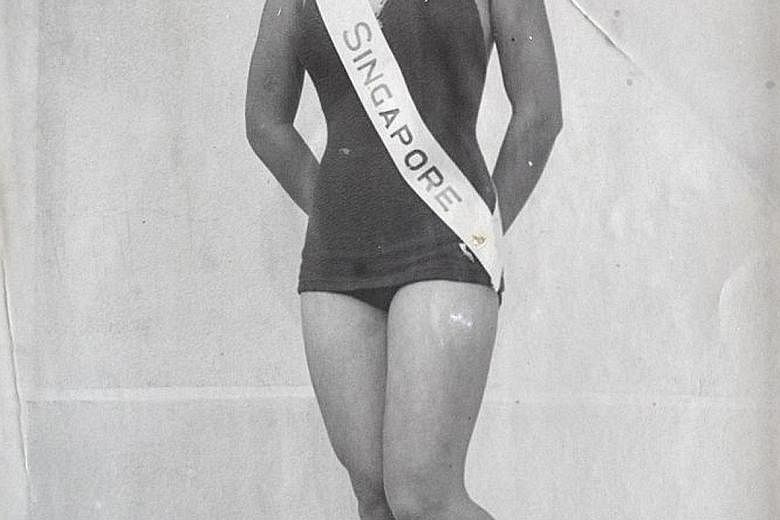 Mrs Marion Woodworth was the first Eurasian to win the Miss Singapore pageant, in 1958. She is holding a framed cover of Weekender magazine showing her as cover girl. Madam Ho's mother burnt her Miss Singapore sash during the Japanese Occupation. (Fa