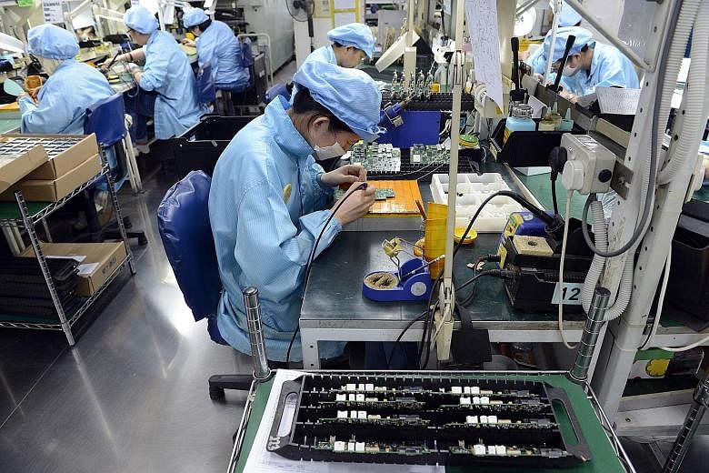 Growth in Singapore's electronics sector has been tepid, and the manufacturing engines have turned to the biomedical and transport engineering industries. This means the economy will rely increasingly on contributions from the service sector.