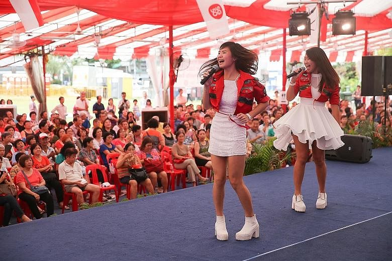 The Golden Jubilee festivities are not quite over yet in Kembangan-Chai Chee, as a community getai marathon yesterday drew an audience of close to 2,000 people to the open field next to Kembangan MRT station. More than 20 getai artists, including tee