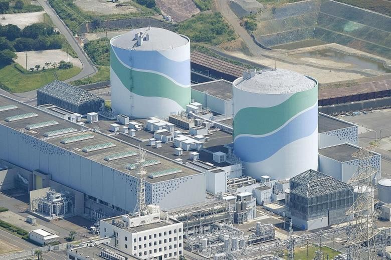 An aerial view of Kyushu Electric Power's Sendai nuclear power station located in Kagoshima prefecture, Japan.