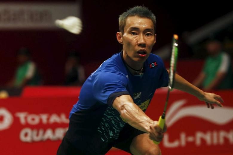 A determined Lee Chong Wei making a backhand return during his win over Lithuania's Kestutis Navickas. The unseeded Malaysian former world No. 1, having served an eight-month doping ban which ended in May, will need to overcome higher-ranked players to st