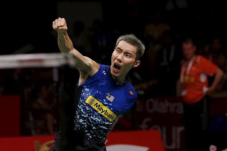 Malaysia's Lee Chong Wei celebrating after beating Dane Jan Jorgensen in the World Championships semi-finals. The former world No. 1, now ranked 44th after an eight-month doping ban, is gunning for his first world title after three consecutive final 