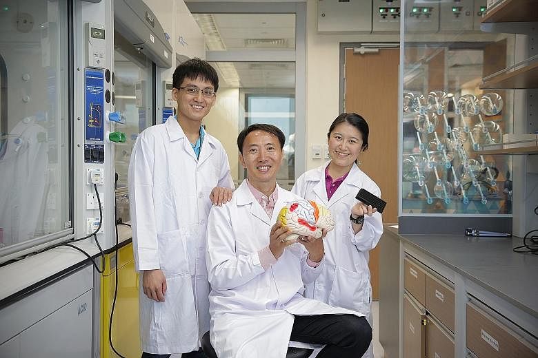 Professor Chang Young-Tae, the lead researcher, flanked by graduate student Er Jun Cheng (left) and research fellow Teoh Chai Lean.
