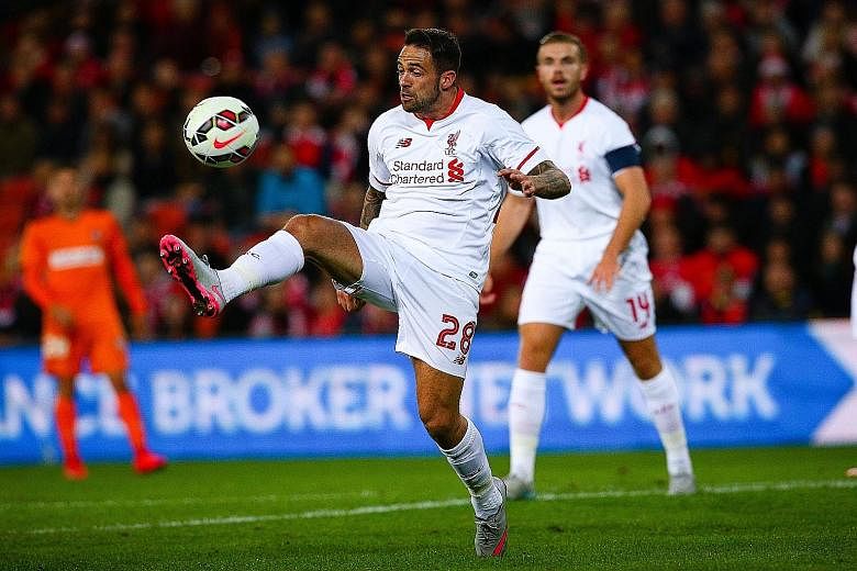 Danny Ings of Liverpool controls the ball during the friendly football match between English Premier League side Liverpool and A-League side Brisbane Roar.